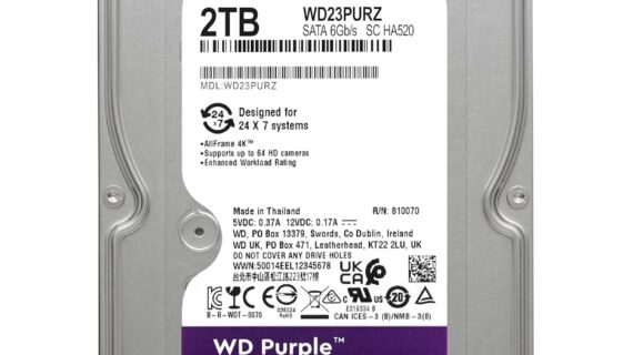 WESTERN DIGITAL PURPLE 2TB 5400 RPM SURVEILLANCE INTERNAL HARD DRIVE (WD23PURZ)