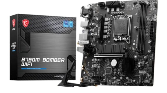 MSI B760M BOMBER WIFI Motherboard, Micro-ATX - Supports 14th/13th/12th Gen Intel Core Processors, LGA 1700 - DDR5 Memory Boost 6400MHz/MAX, PCIe 4.0 x16 Slot, M.2 Gen4 Slot